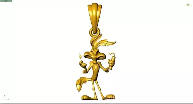 Wile E Coyote Pendant Cartoon 3D Jewelry Model STL 3DM