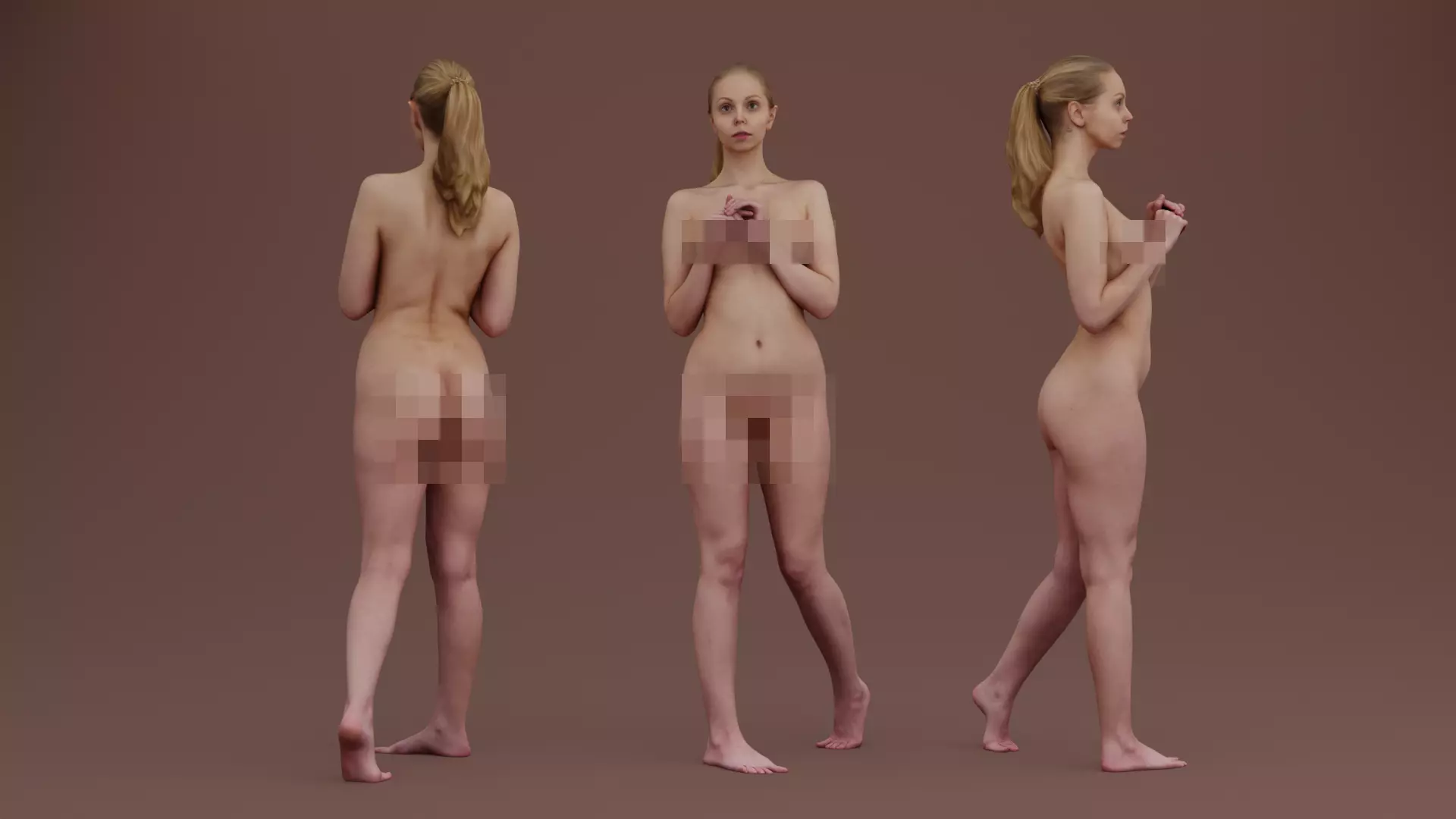 Naked Shy Girl 3D model_0