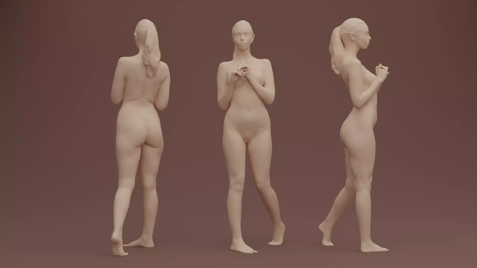 Naked Shy Girl 3D model_2