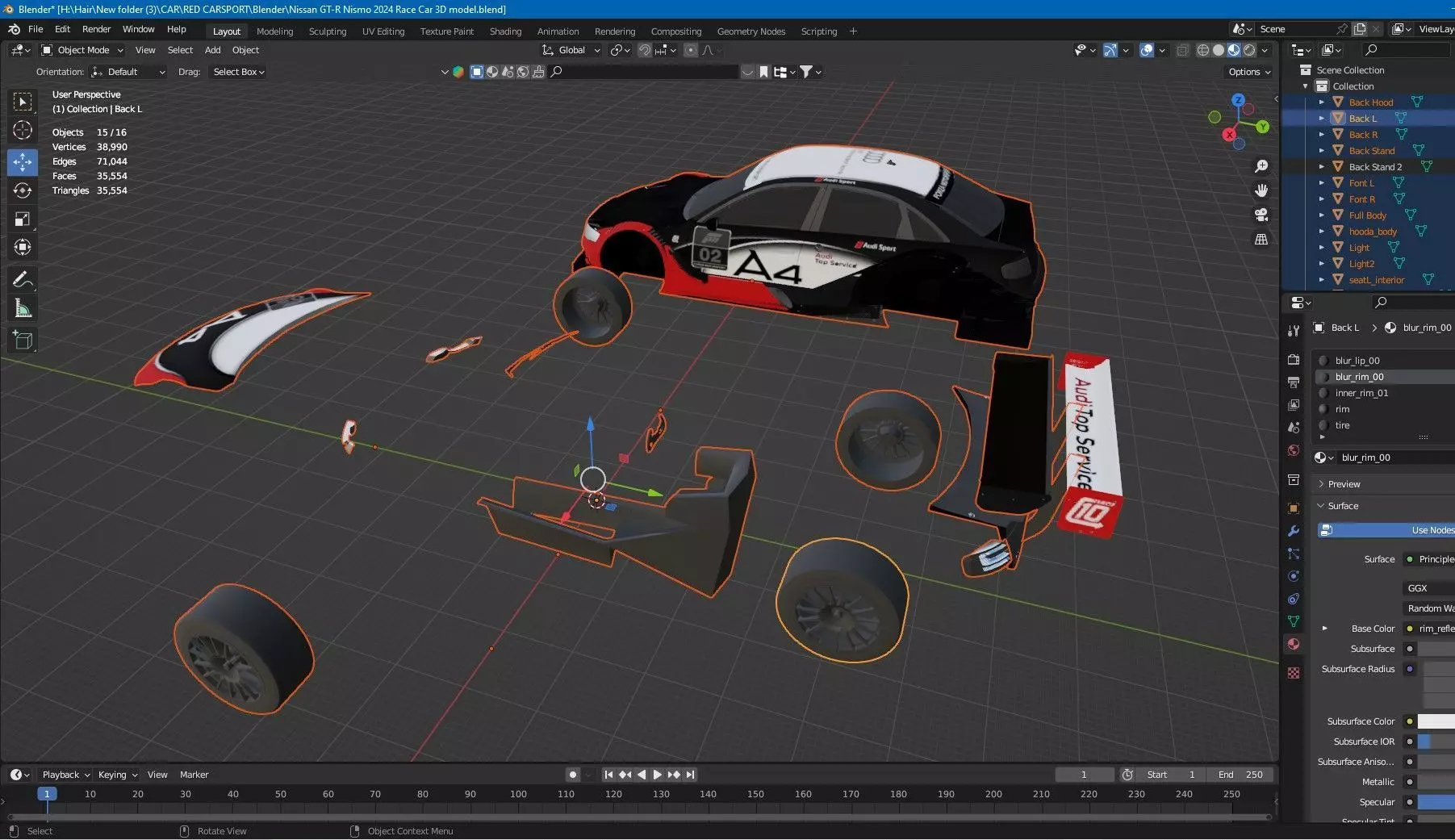 Nissan GT-R Nismo 2024 Race Car 3D Model Low-poly 3D model_23