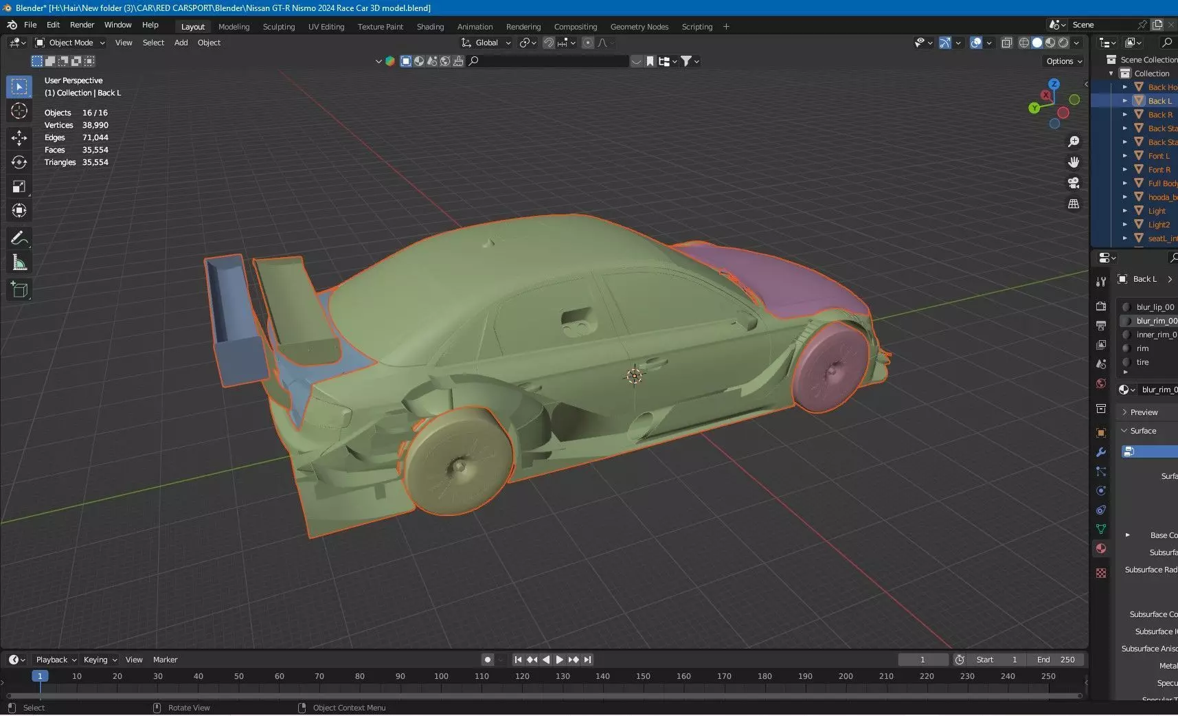 Nissan GT-R Nismo 2024 Race Car 3D Model Low-poly 3D model_21