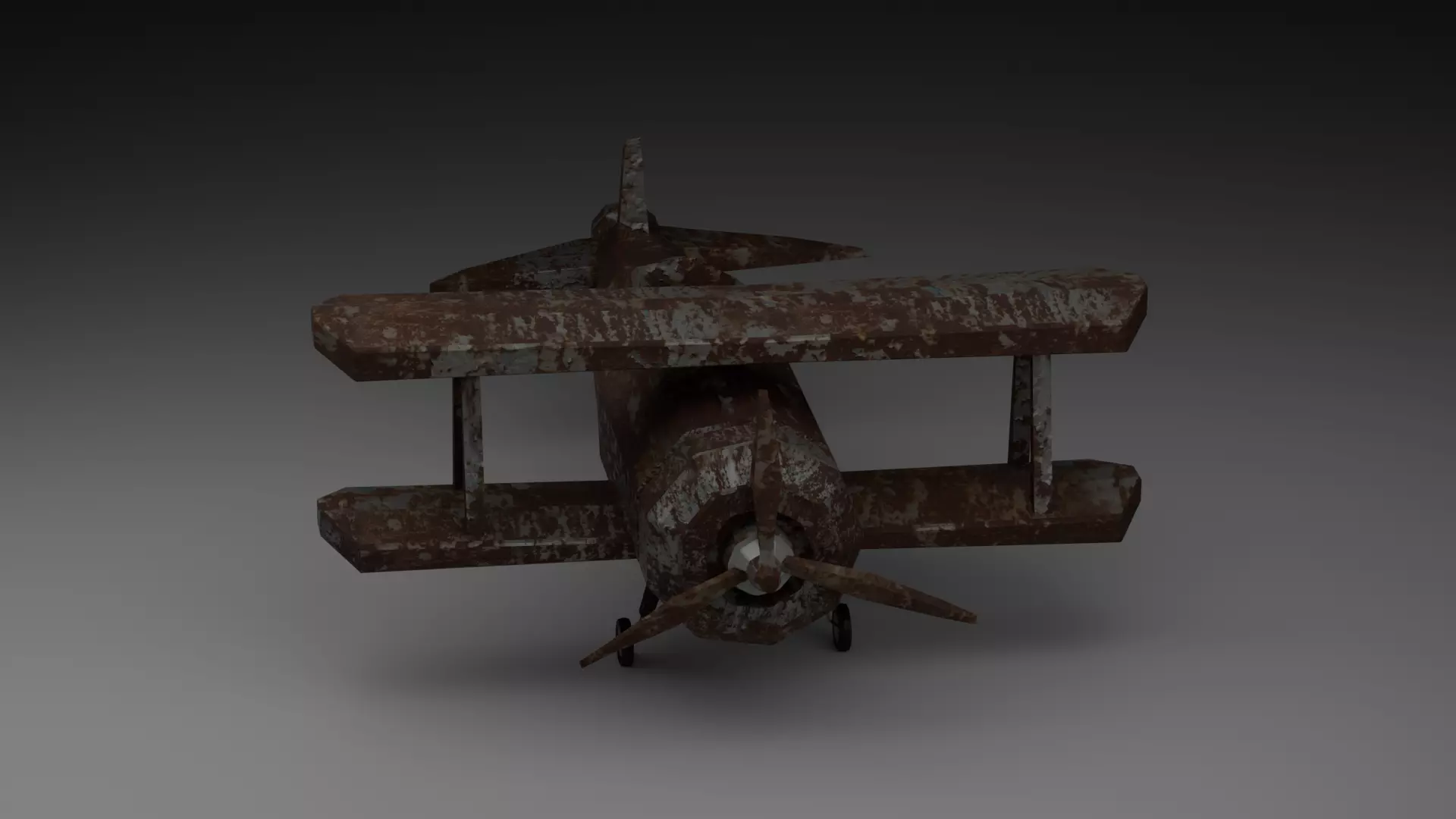 Rusty Vintage Biplane - Low-Poly 3D Model for Games  Animation Low-poly 3D model_1