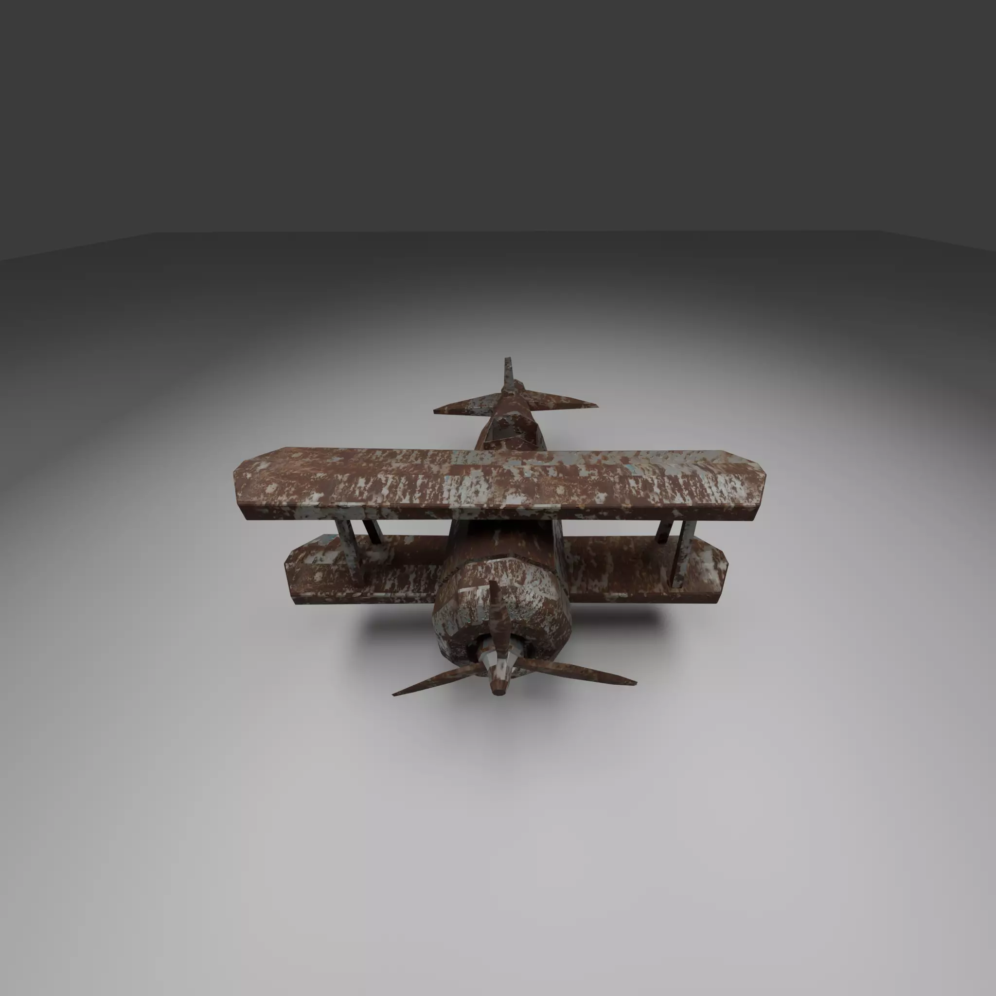 Rusty Vintage Biplane - Low-Poly 3D Model for Games  Animation Low-poly 3D model_7