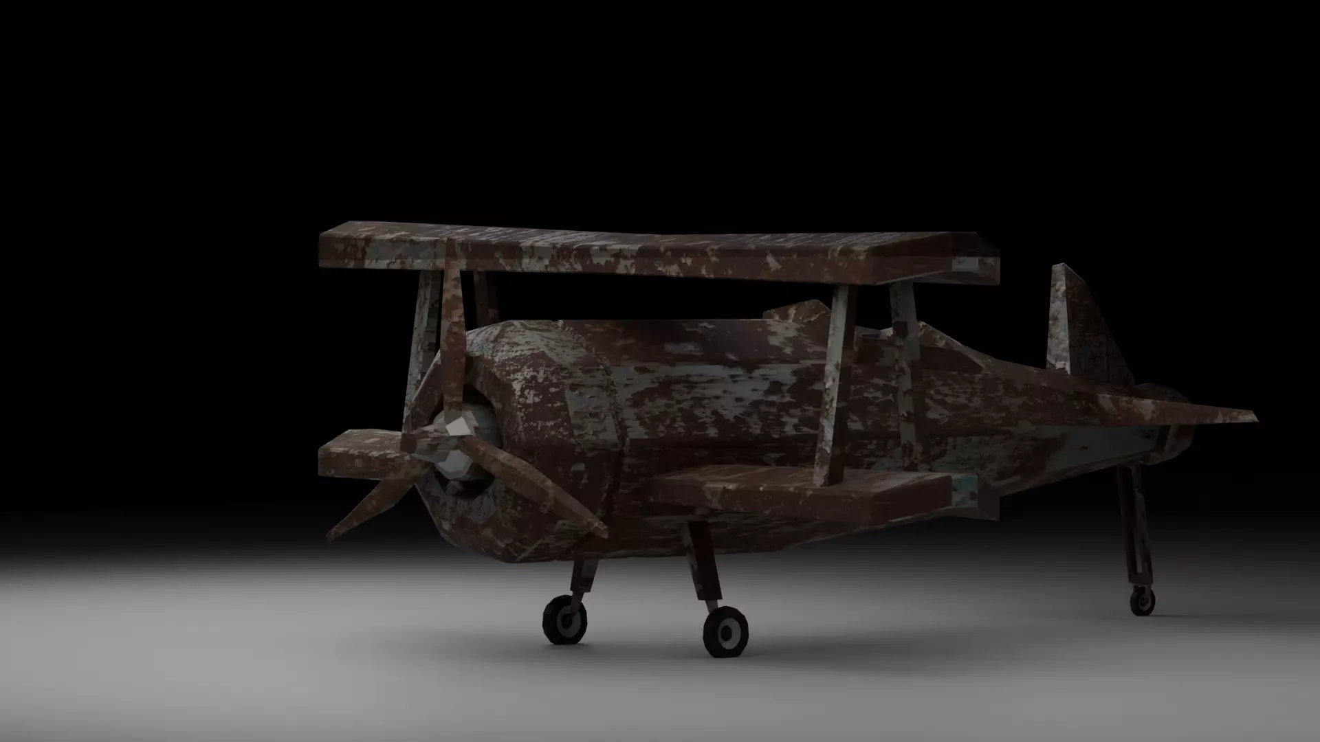 Rusty Vintage Biplane - Low-Poly 3D Model for Games  Animation Low-poly 3D model_3