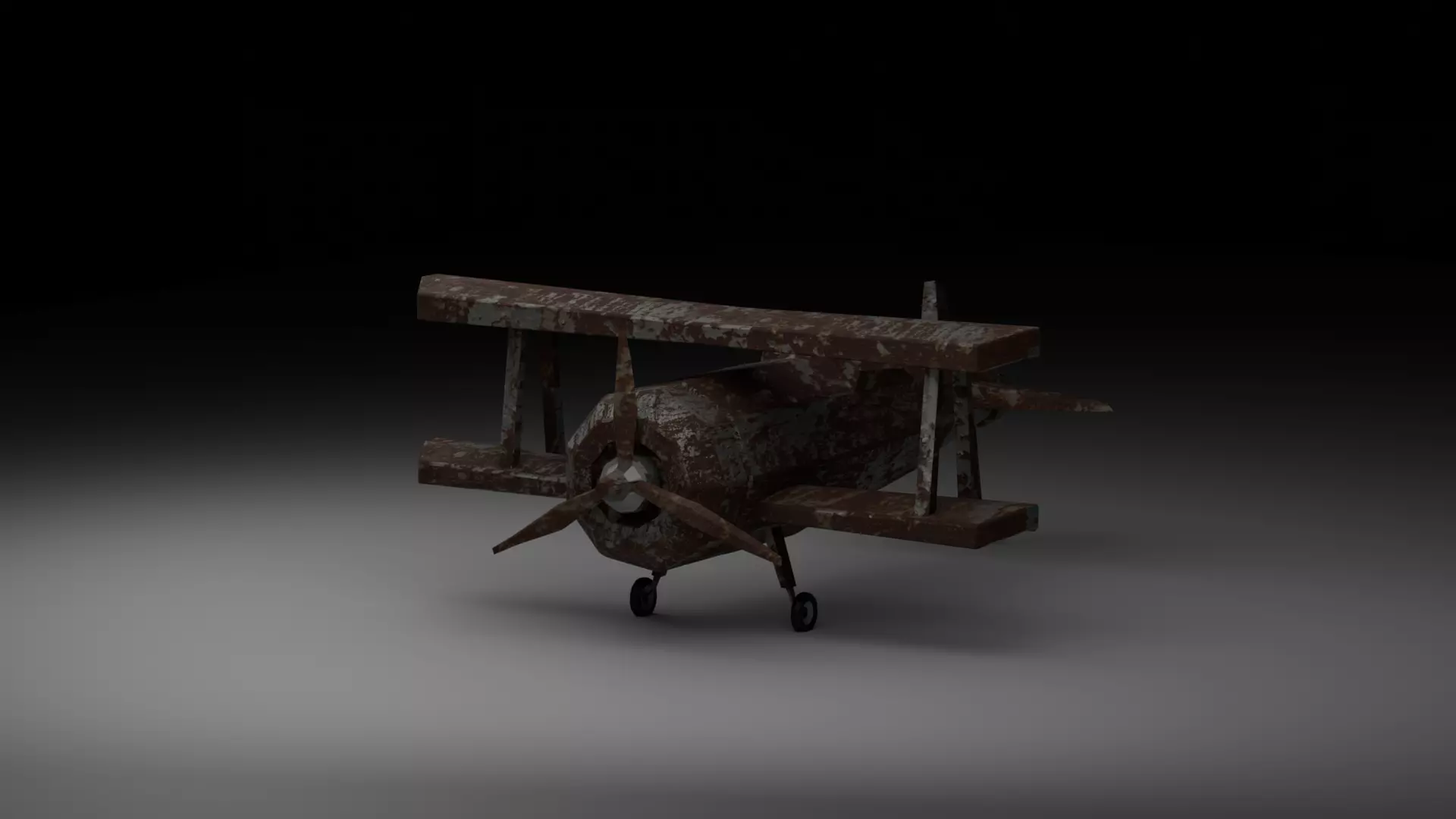Rusty Vintage Biplane - Low-Poly 3D Model for Games  Animation Low-poly 3D model_2