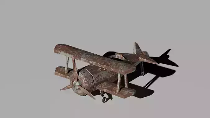 Rusty Vintage Biplane - Low-Poly 3D Model for Games  Animation Low-poly 3D model