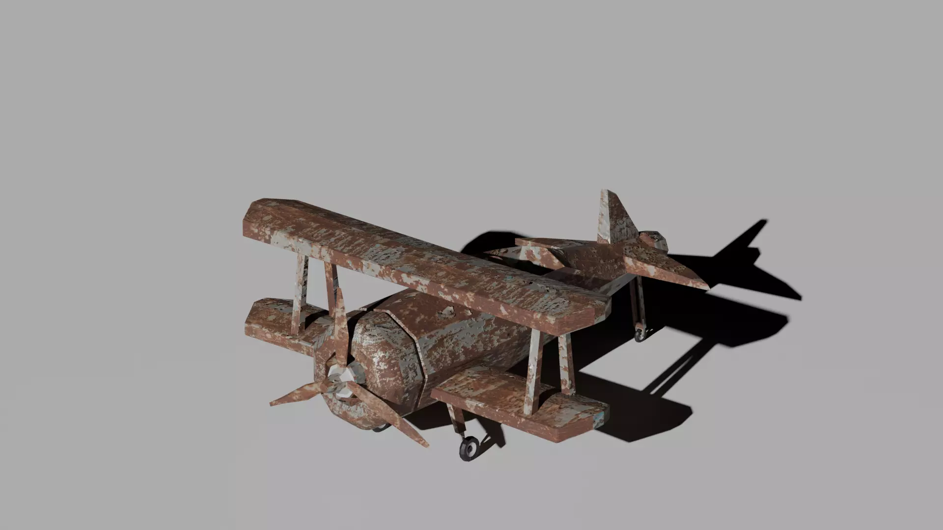 Rusty Vintage Biplane - Low-Poly 3D Model for Games  Animation Low-poly 3D model_0