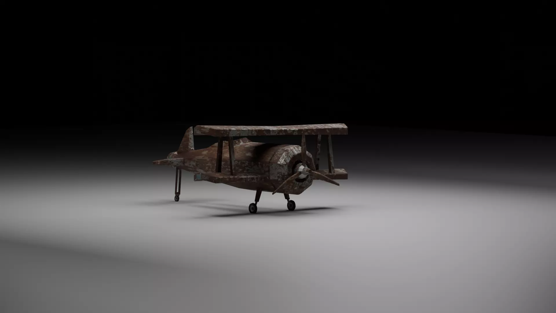 Rusty Vintage Biplane - Low-Poly 3D Model for Games  Animation Low-poly 3D model_5