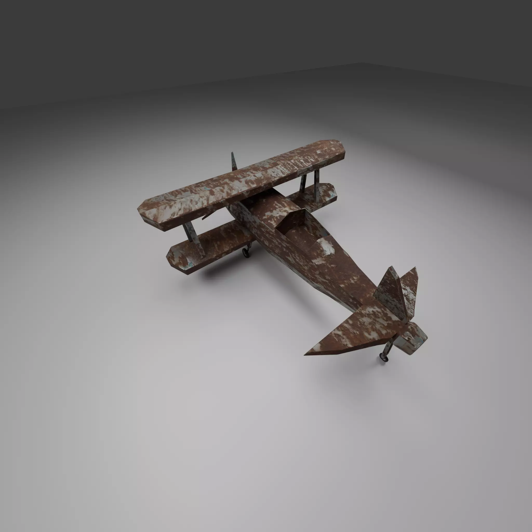 Rusty Vintage Biplane - Low-Poly 3D Model for Games  Animation Low-poly 3D model_8