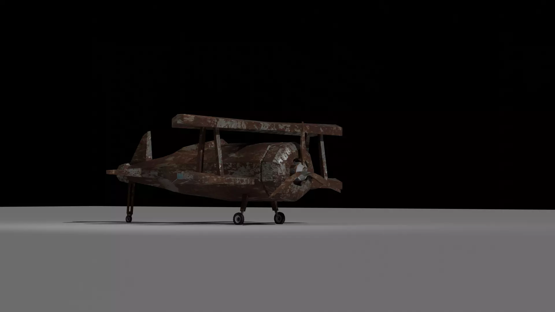 Rusty Vintage Biplane - Low-Poly 3D Model for Games  Animation Low-poly 3D model_4