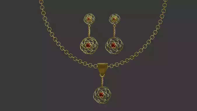 3D Printable Earring And Chain Set-9 -Handmade Gift - DIY 3D print model