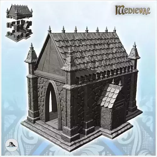 Gothic building with tiled roof and spikes 12 - Medieval Gothic 