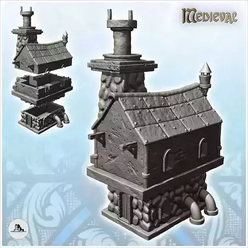 Medieval building with exposed stones and large room upstairs 14