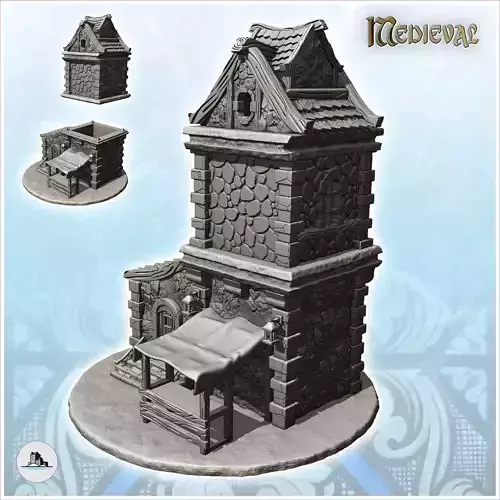Medieval tower with entrance to annex and covered stand 16 - Med