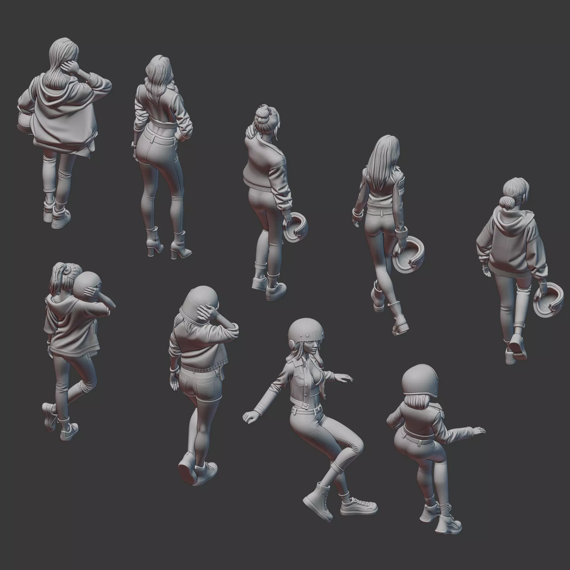 BIKER GIRLS FIGURE  3D print model_3
