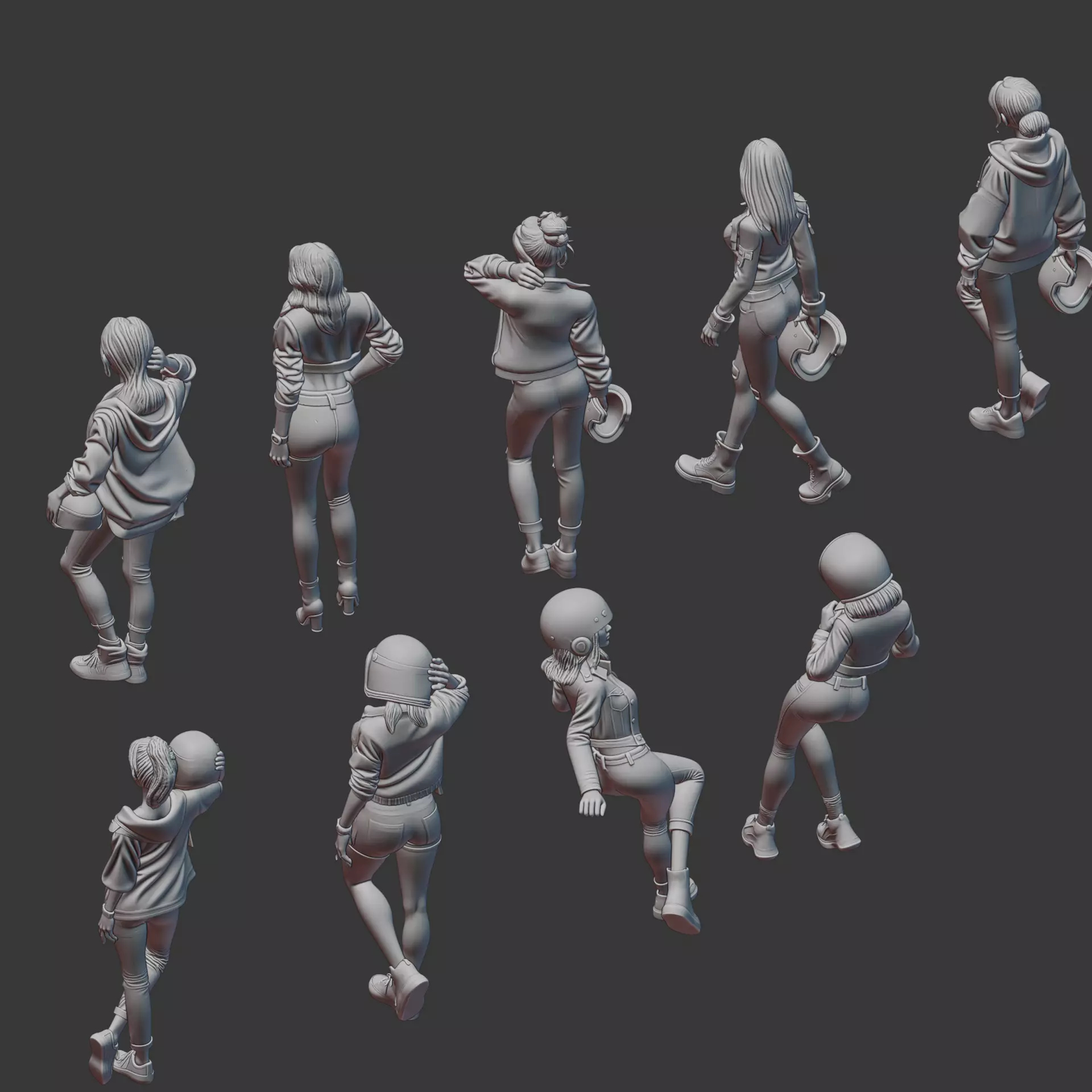 BIKER GIRLS FIGURE  3D print model_4