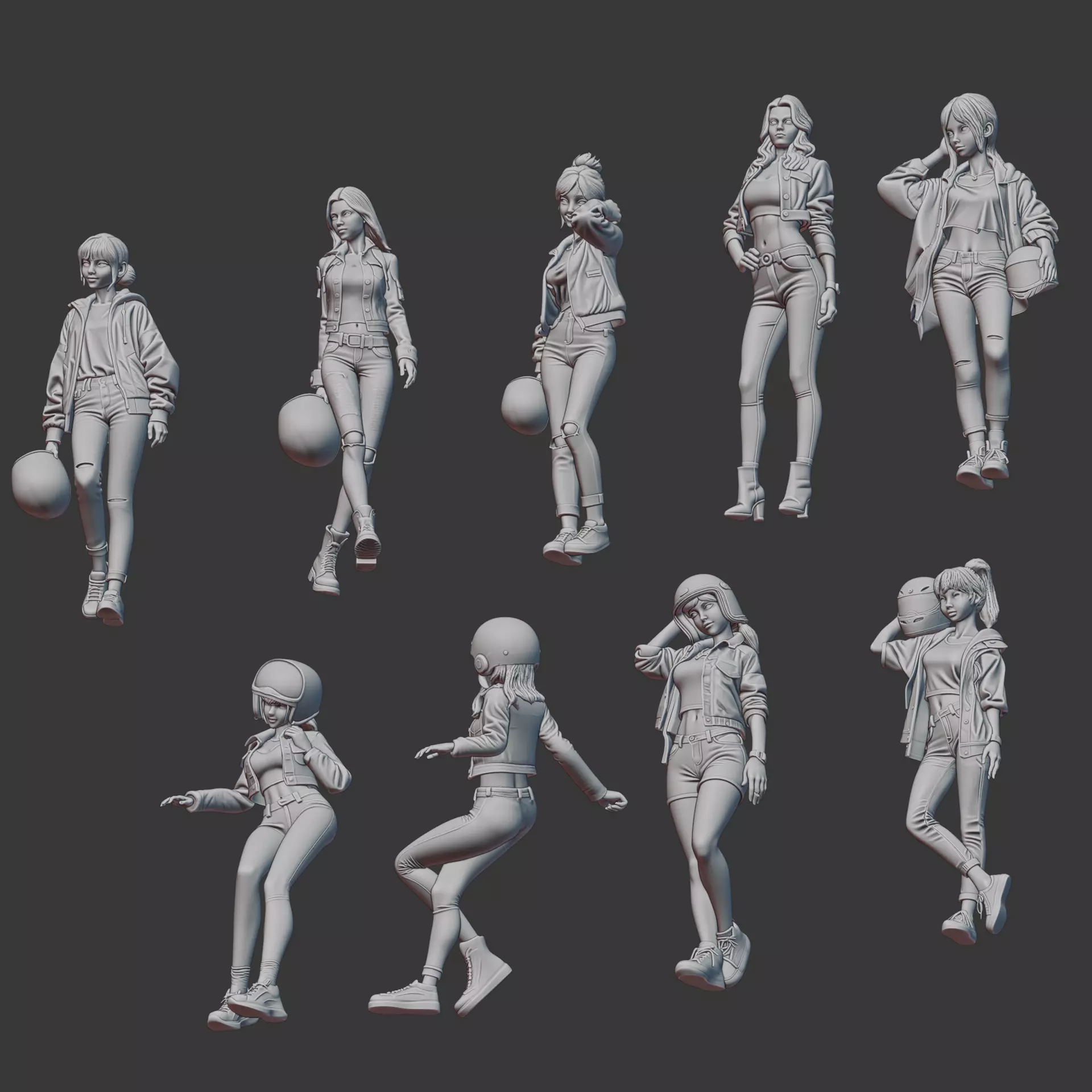 BIKER GIRLS FIGURE  3D print model_1