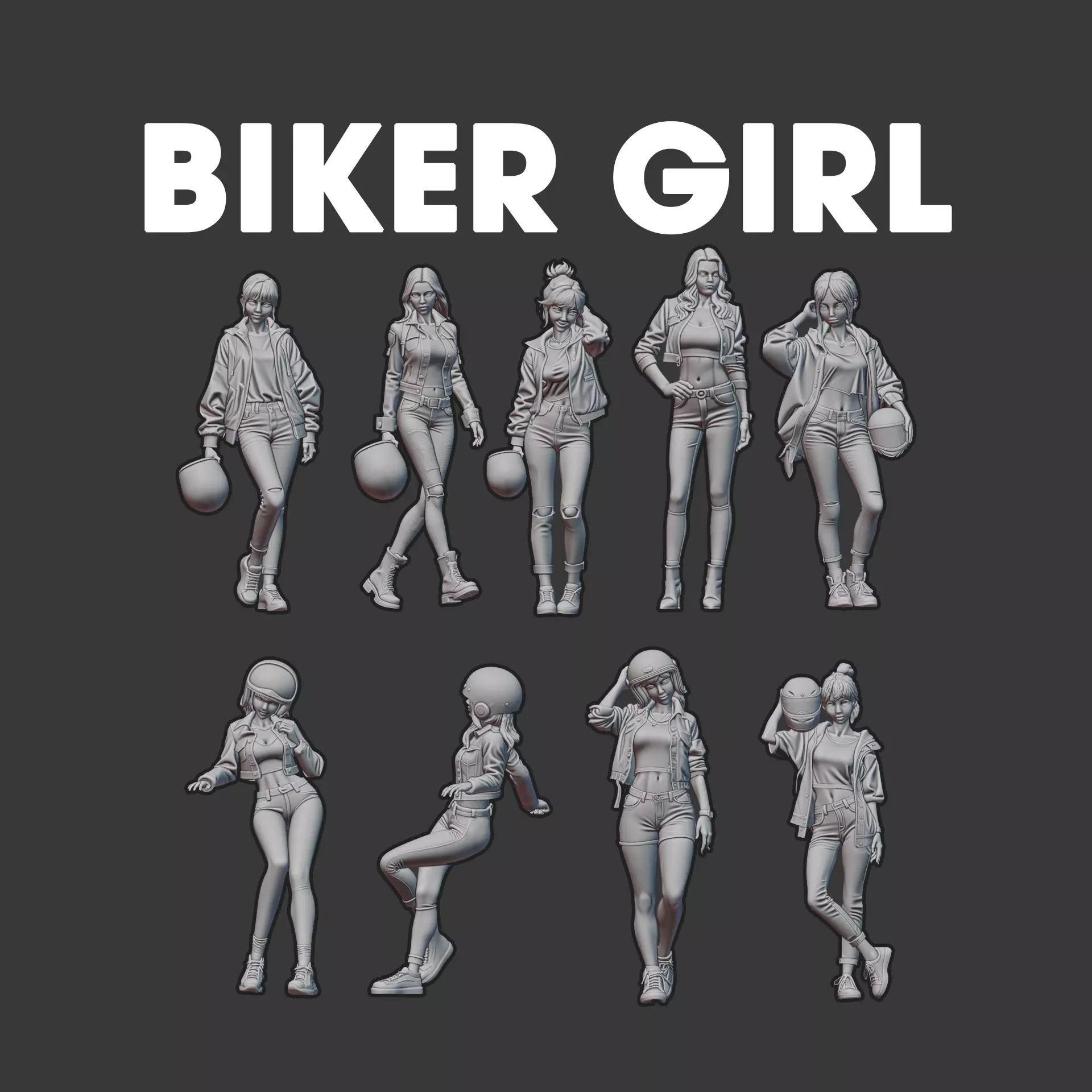 BIKER GIRLS FIGURE  3D print model_0