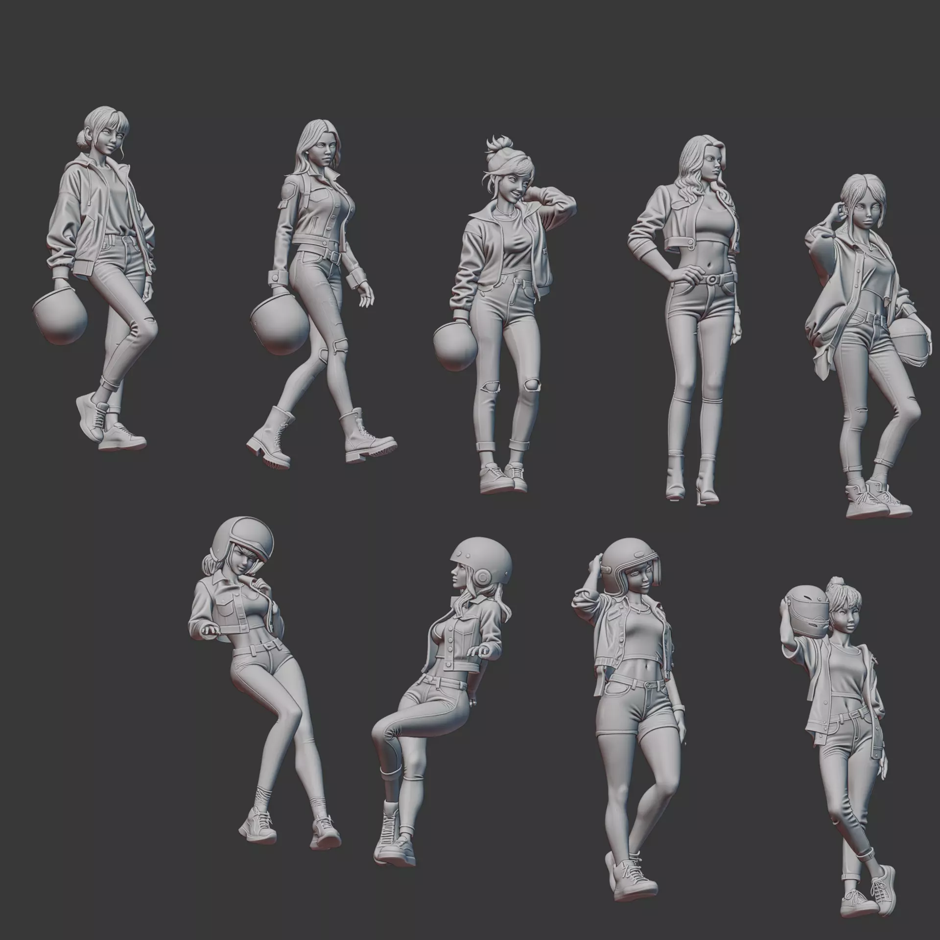 BIKER GIRLS FIGURE  3D print model_5