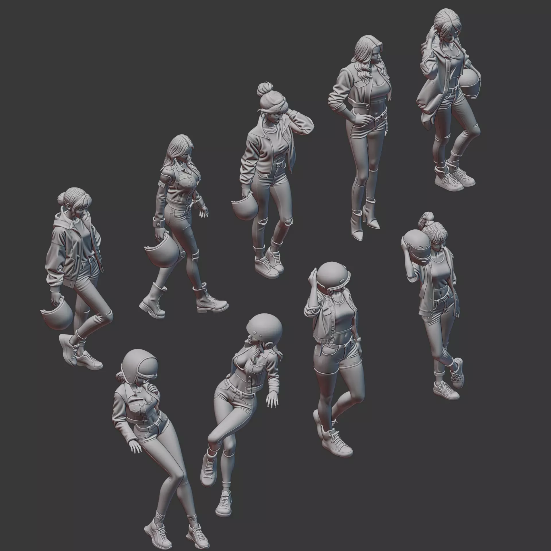 BIKER GIRLS FIGURE  3D print model_2