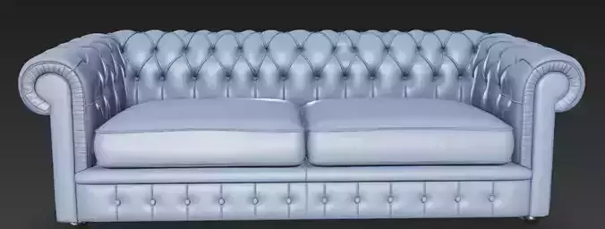 Stylish Blue Chesterfield Sofa 3D Model