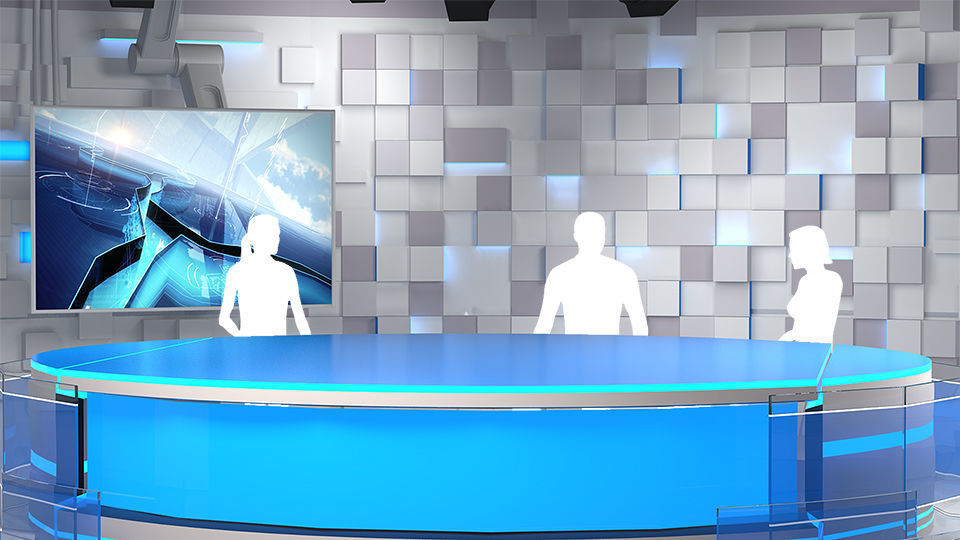 Virtual TV Studio 02 PBR Low-poly 3D model_7