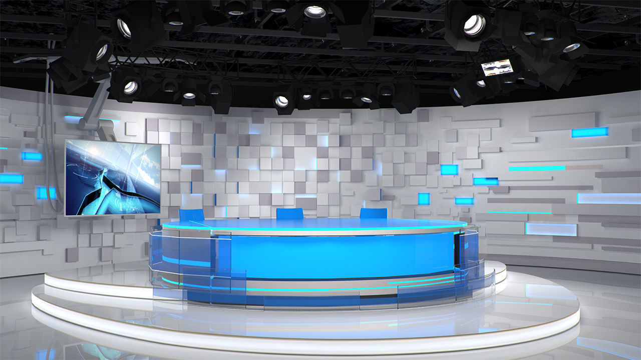 Virtual TV Studio 02 PBR Low-poly 3D model_1