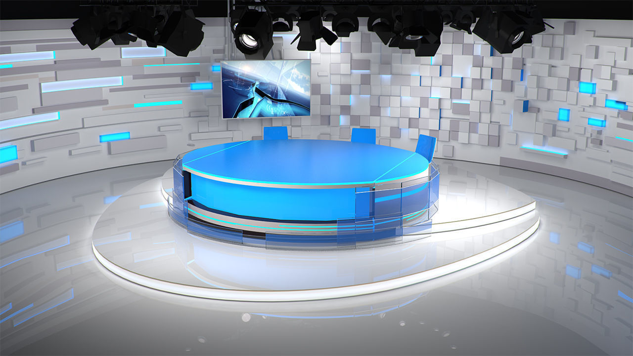 Virtual TV Studio 02 PBR Low-poly 3D model_2