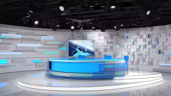Virtual TV Studio 02 PBR Low-poly 3D model