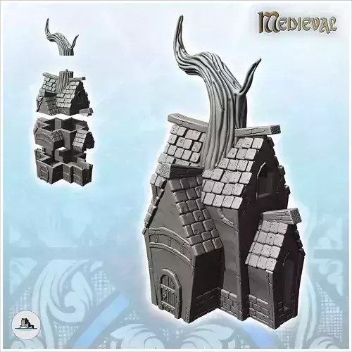Medieval house with tiled roof built around a tree trunk 26 - Me
