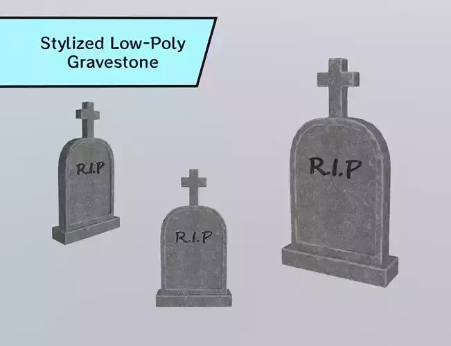 Stylized Low-Poly Gravestone Low-poly 3D model