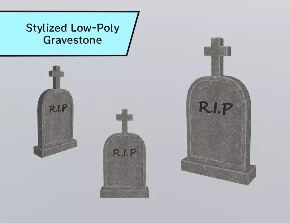 Stylized Low-Poly Gravestone Low-poly 3D model_0