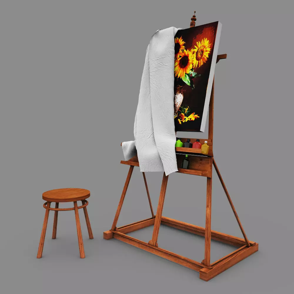Easel  molbert Free 3D model_0