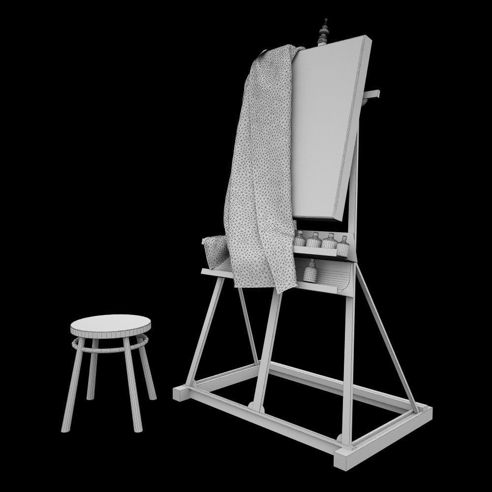 Easel  molbert Free 3D model_1