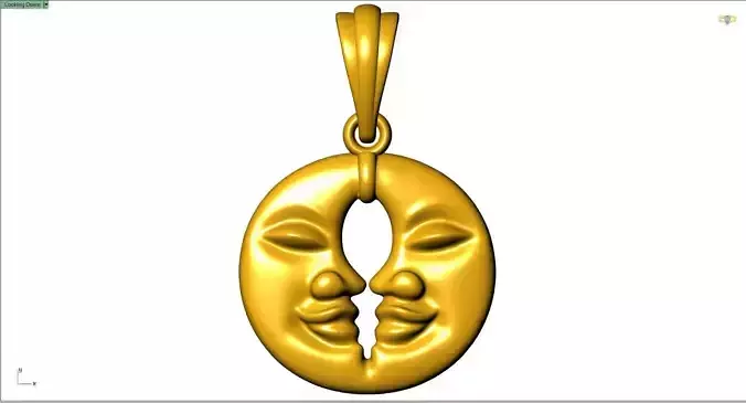 Mirror Moon Face Pendant 25mm 3D Jewelry Model STL  3DM