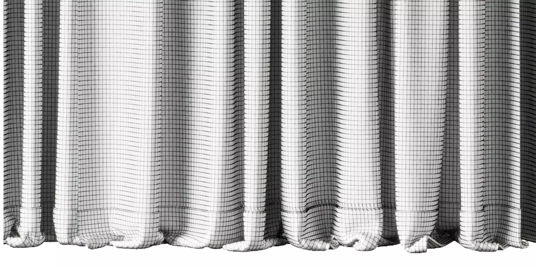 Set of soft bule silk curtains with wrinkles - collections 41 Low-poly 3D model_10