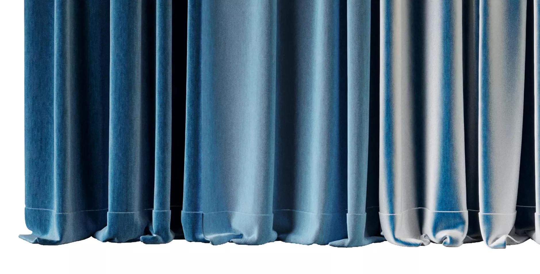 Set of soft bule silk curtains with wrinkles - collections 41 Low-poly 3D model_7