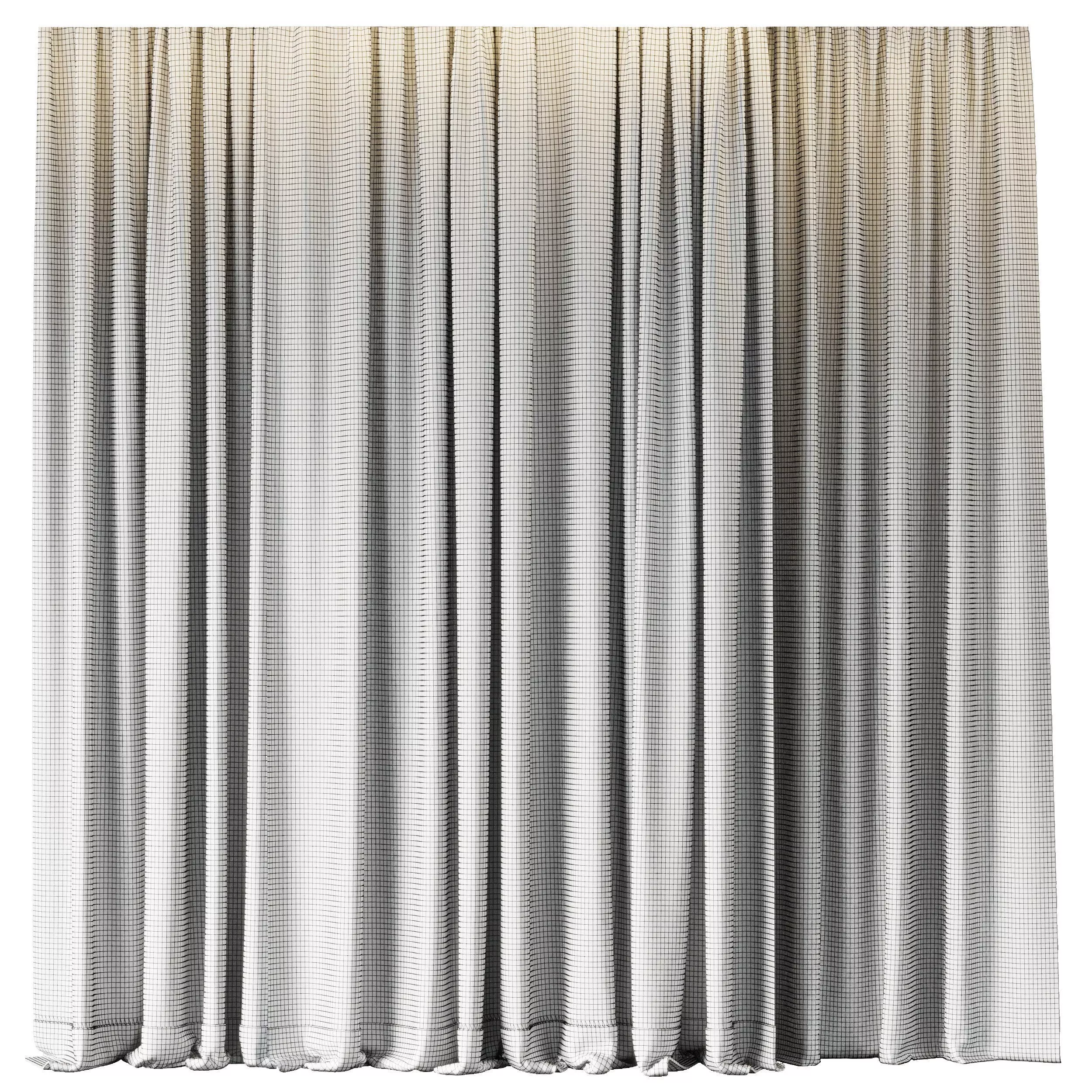 Set of soft bule silk curtains with wrinkles - collections 41 Low-poly 3D model_5