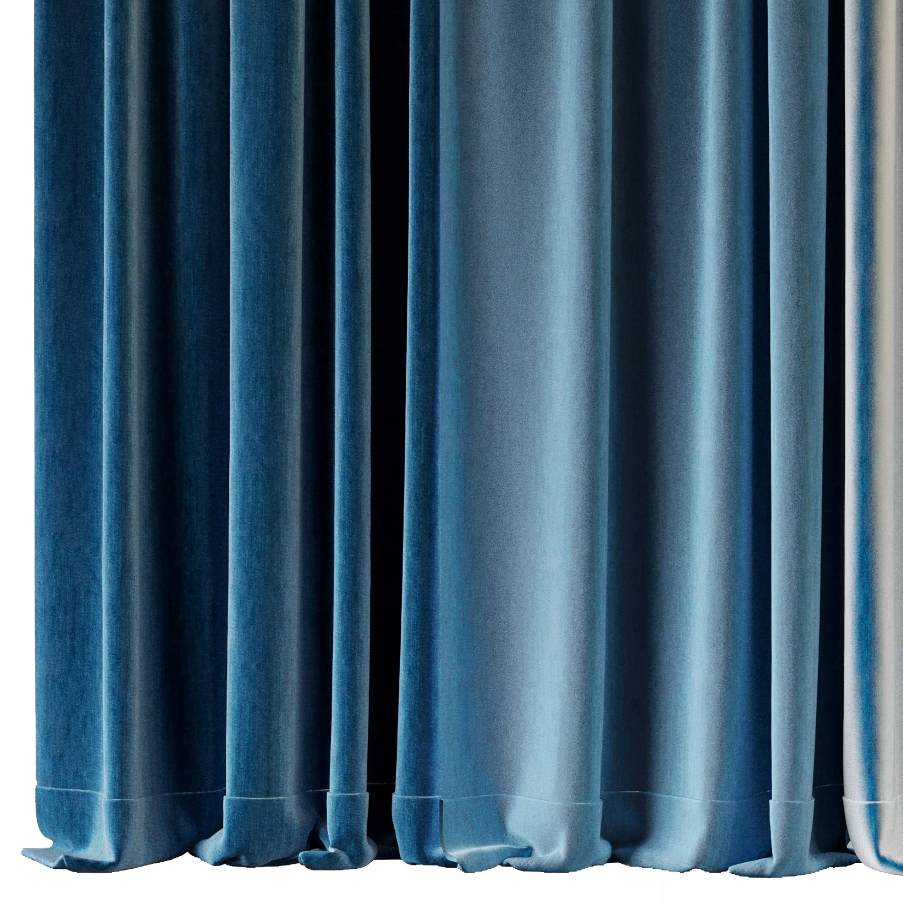 Set of soft bule silk curtains with wrinkles - collections 41 Low-poly 3D model_1