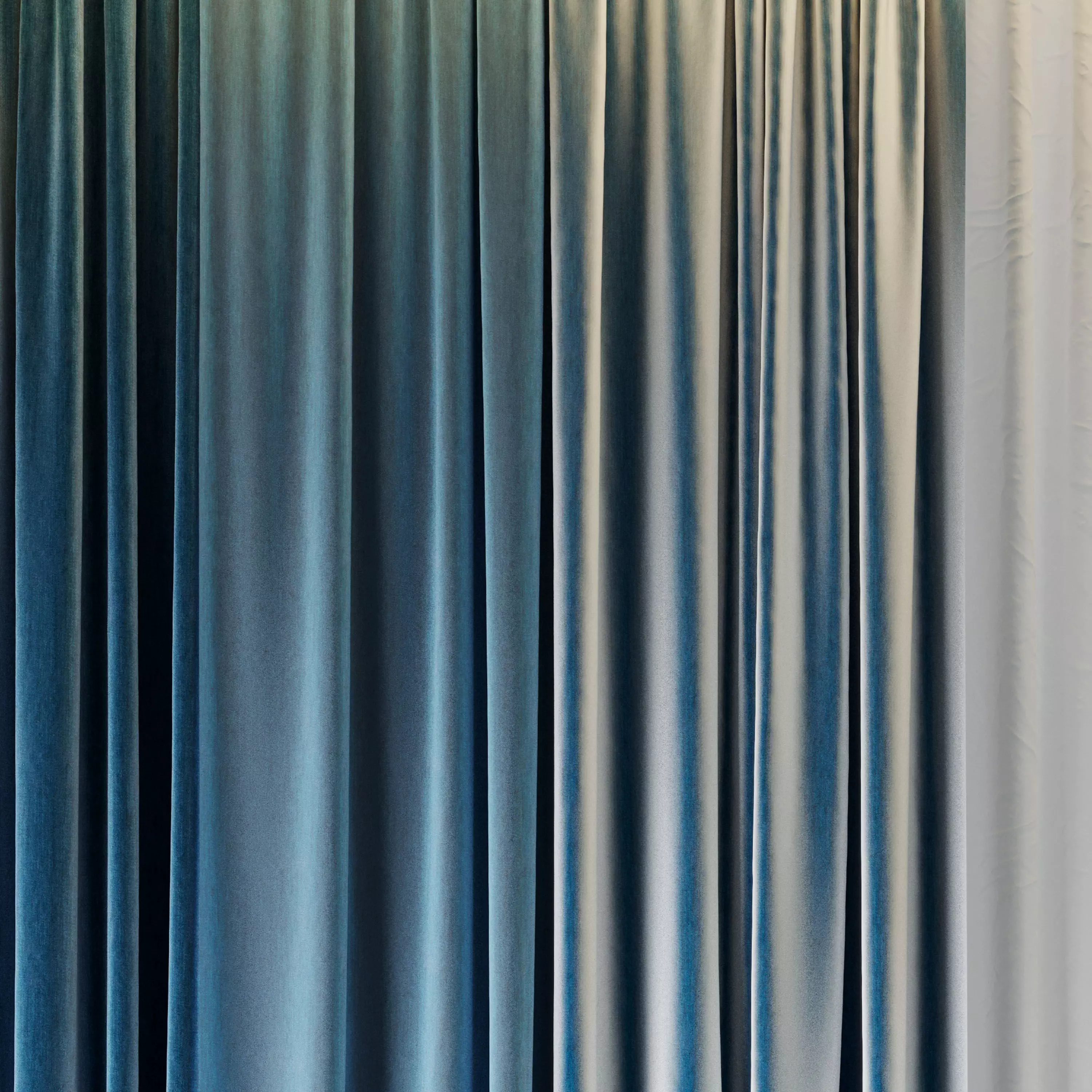 Set of soft bule silk curtains with wrinkles - collections 41 Low-poly 3D model_4