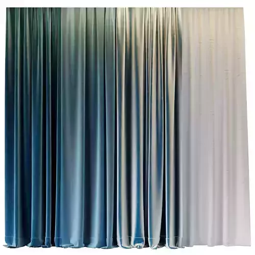 Set of soft bule silk curtains with wrinkles - collections 41