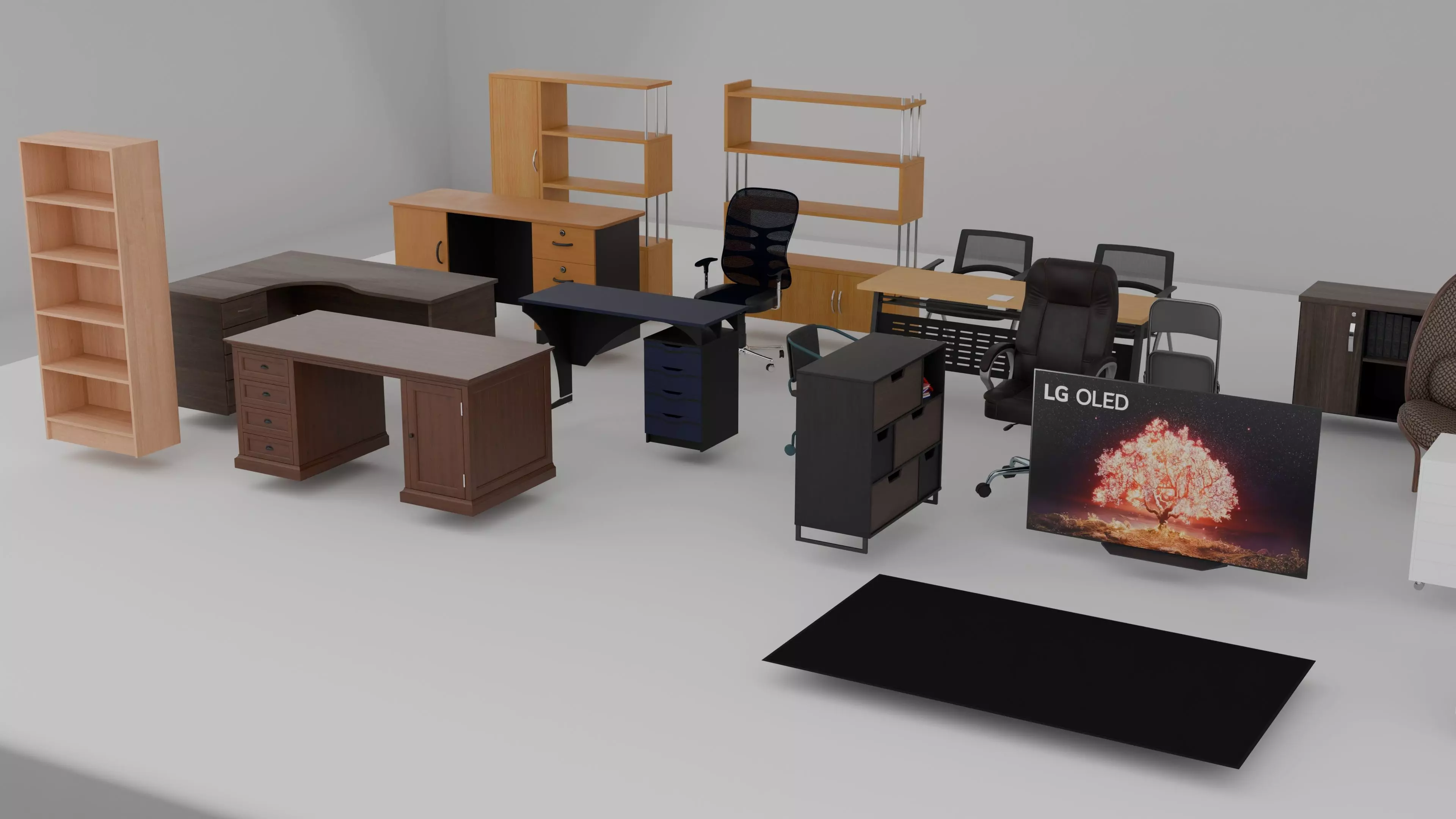30 office models Low-poly 3D model_1