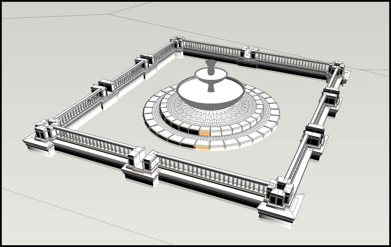 Fountain in middle of body of water 3D model_2