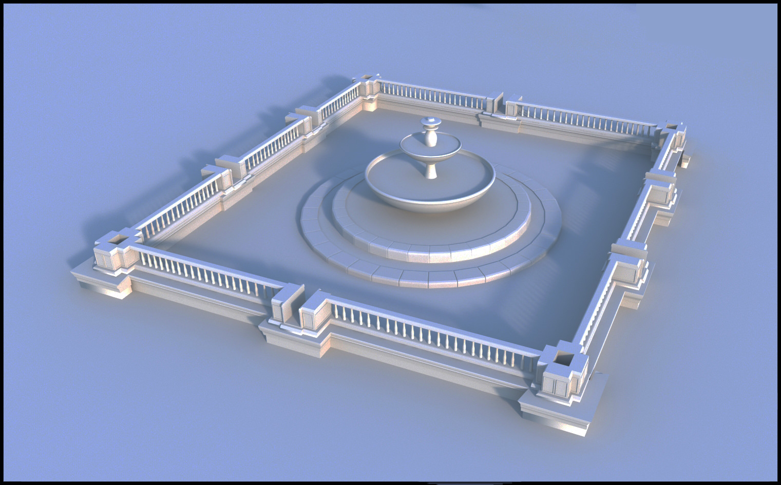 Fountain in middle of body of water 3D model_1