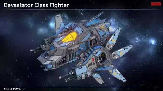 Spaceship Fighter Devastator Low-poly 3D model