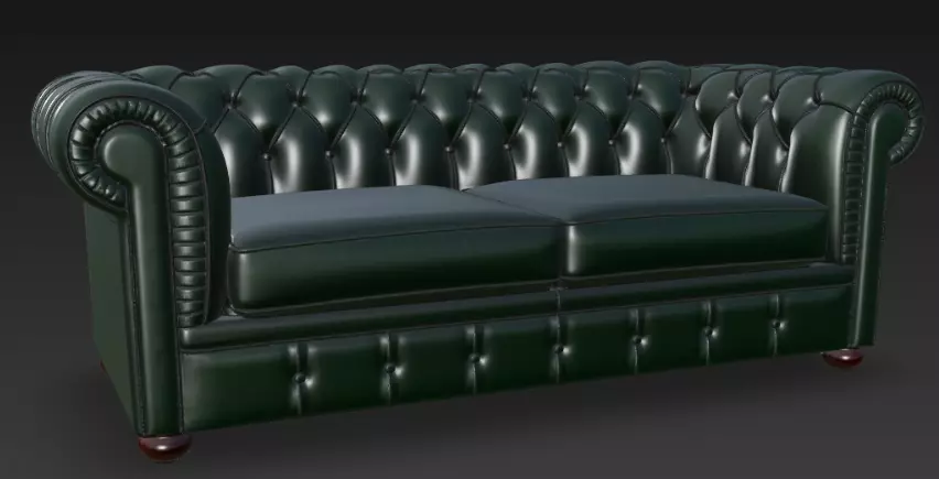 Green Chesterfield Sofa 3D Model 3D model_1