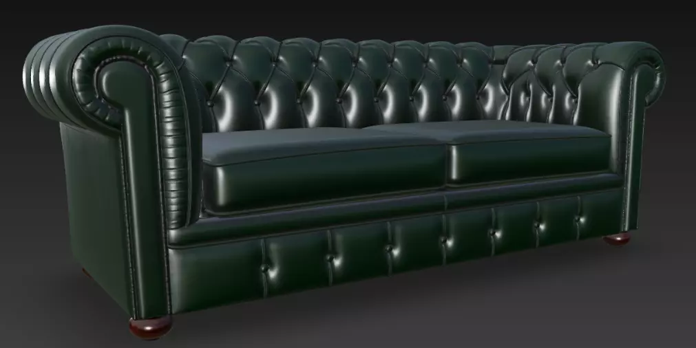 Green Chesterfield Sofa 3D Model 3D model_4