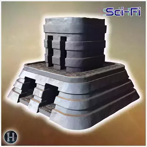 Layered stone tower with spiral structure fortified base and det