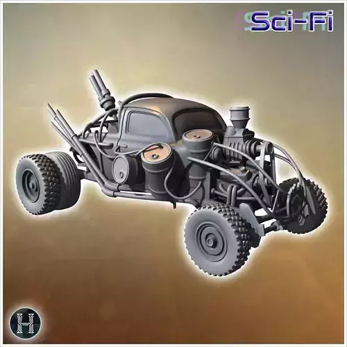 Compact vehicle with oversized rear barrels reinforced frame and