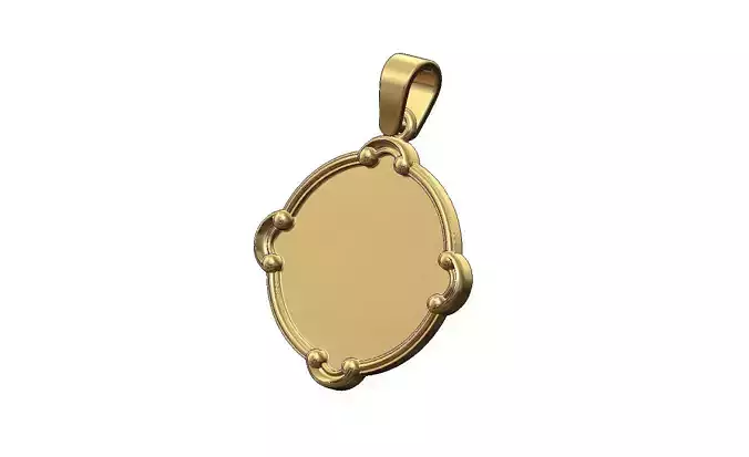 Round carved scroll engravable pendant charm with bail 